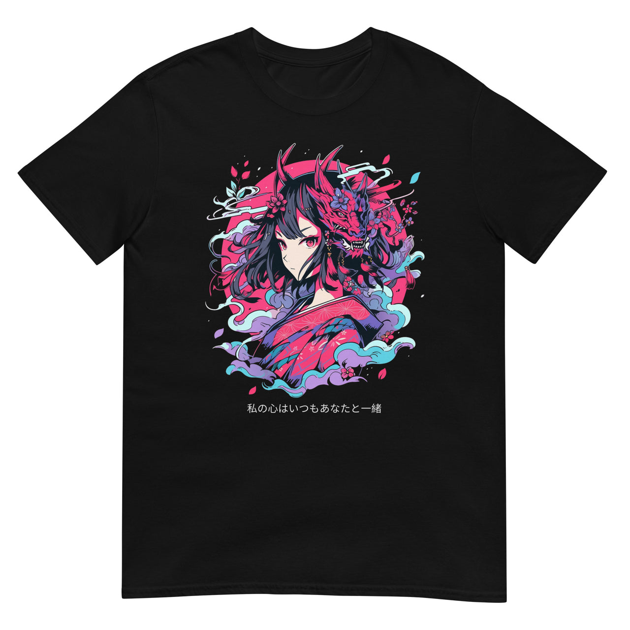 Anime Girl with Dragon Mask T-Shirt