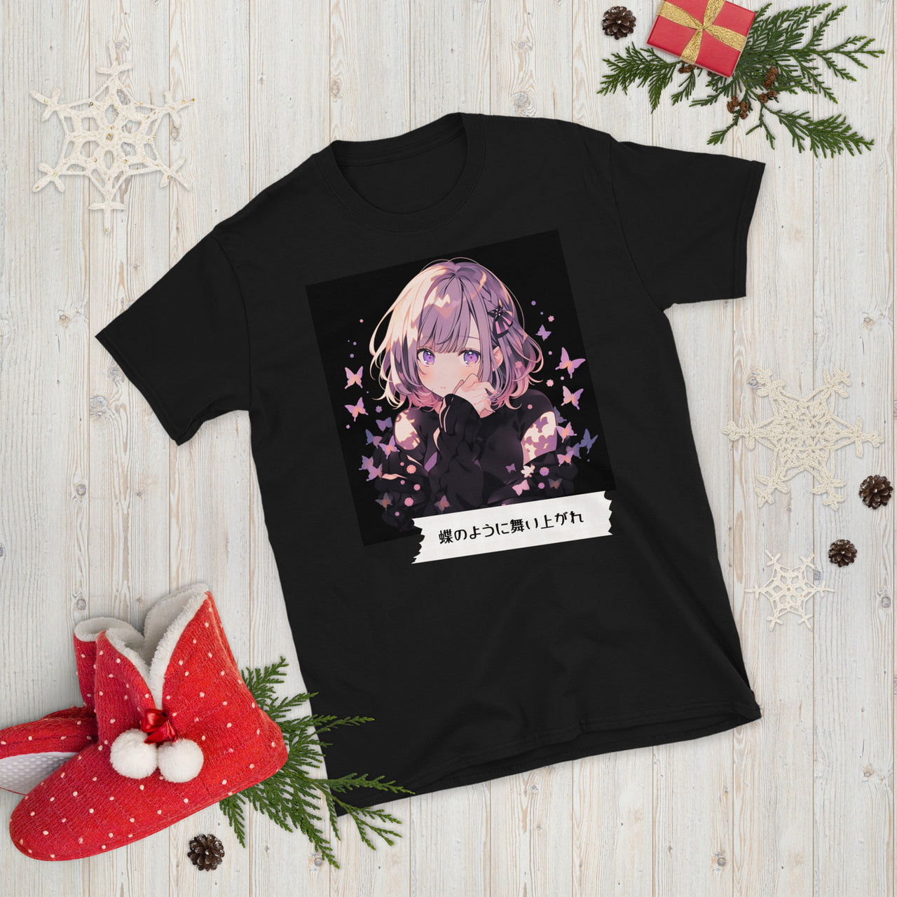 Cute Anime Girl and Butterflies T-Shirt