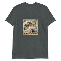 Thumbnail for Riding the Wave - Ukiyo-e Cat Art T-Shirt