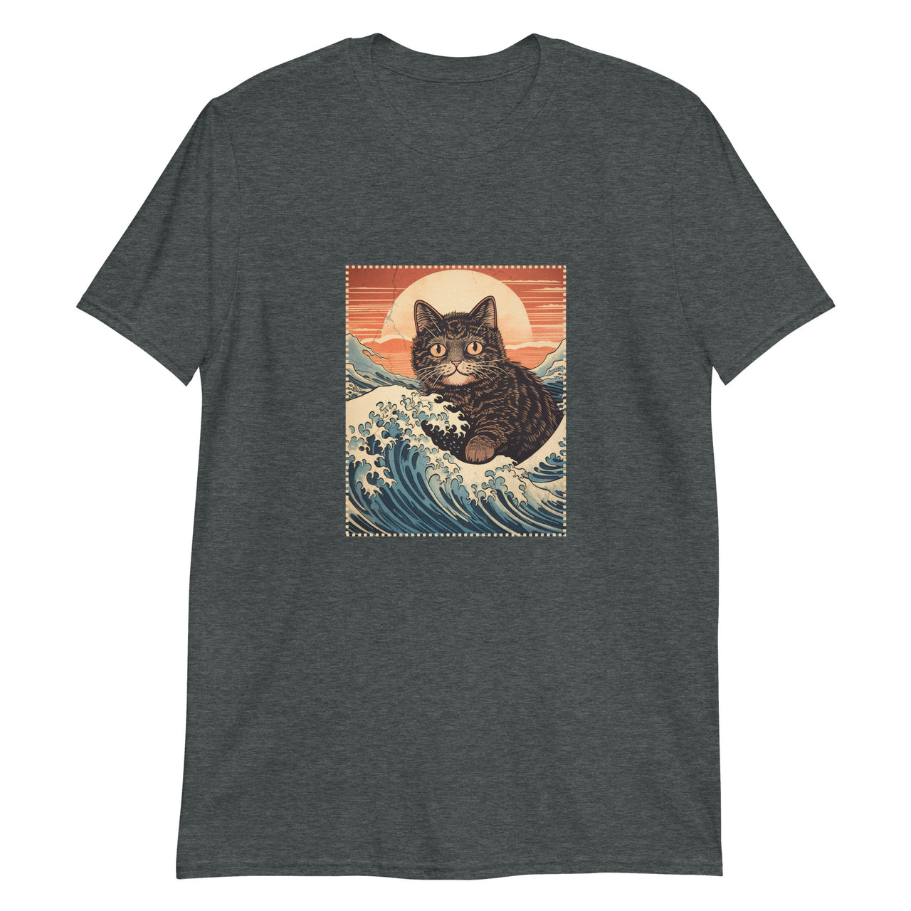 Ukiyo-e Cat Rides the Wave T-Shirt