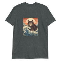 Thumbnail for Ukiyo-e Cat Rides the Wave T-Shirt