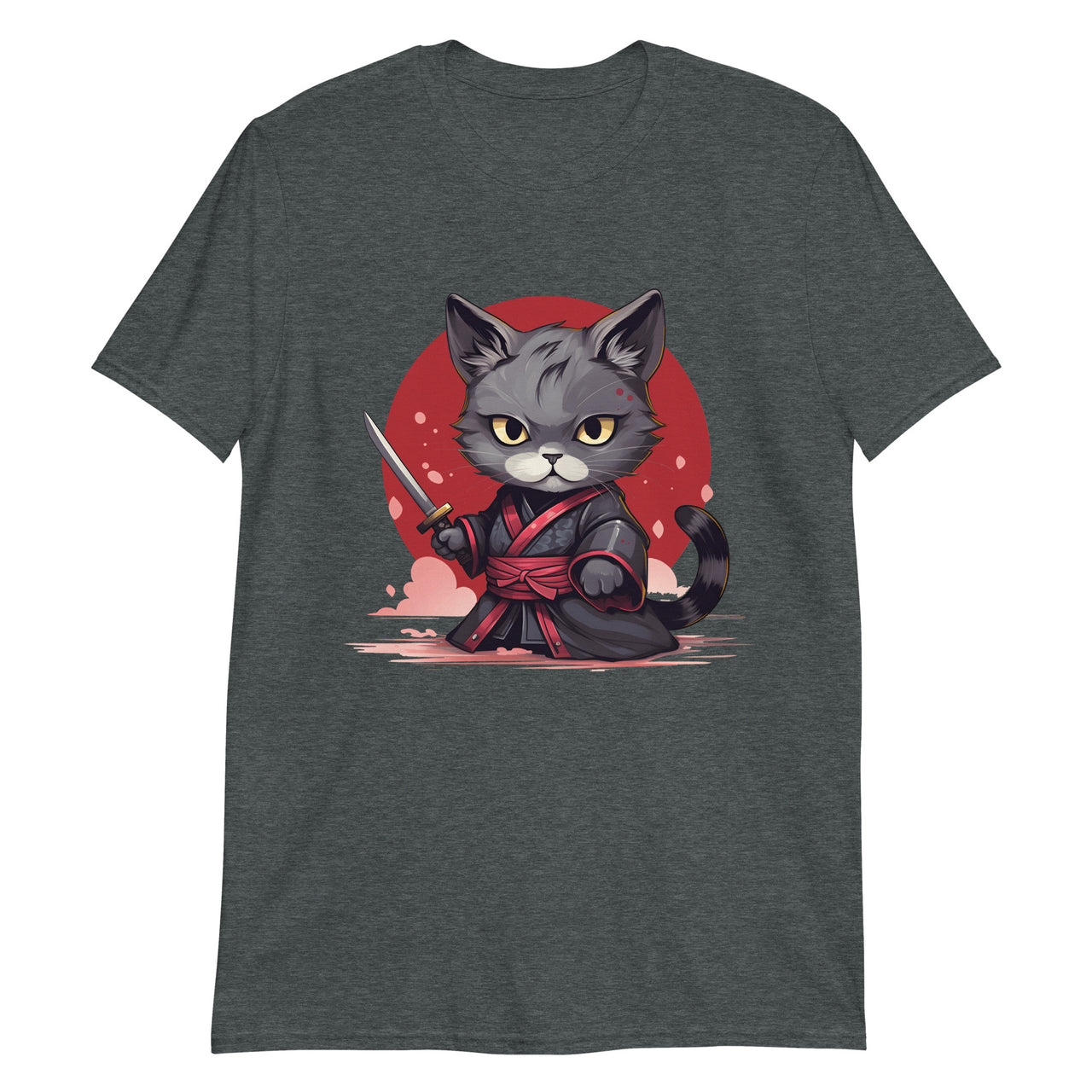 Katana Pose: Cartoon Warrior Cat T-Shirt