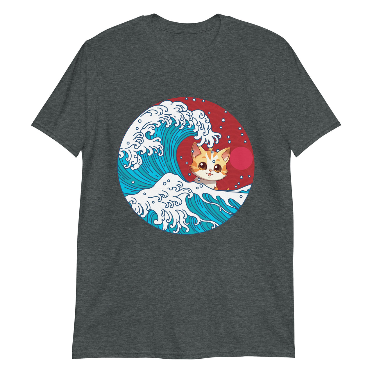Ukiyo-e Meets Anime: Cat Under Wave T-Shirt