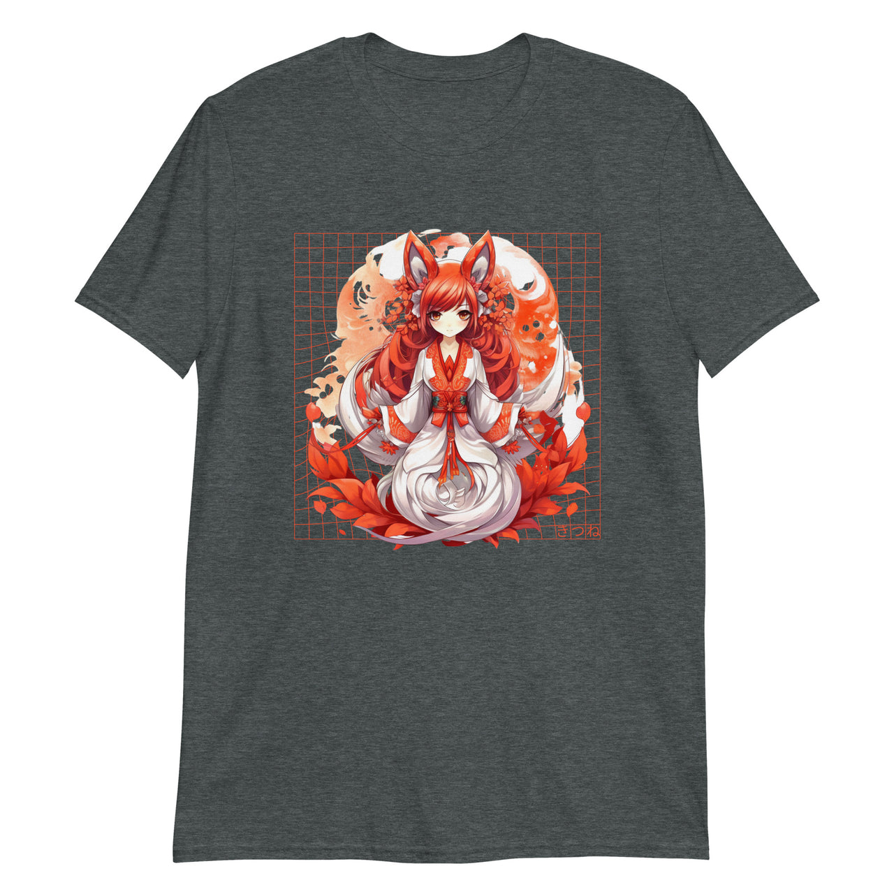 Kitsune Girl Anime: Swirling Leaves T-Shirt