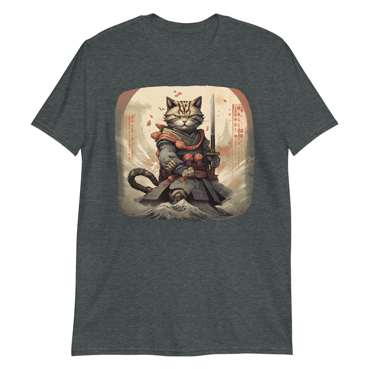 Sumi-e Samurai Japanese Cat Standoff T-Shirt