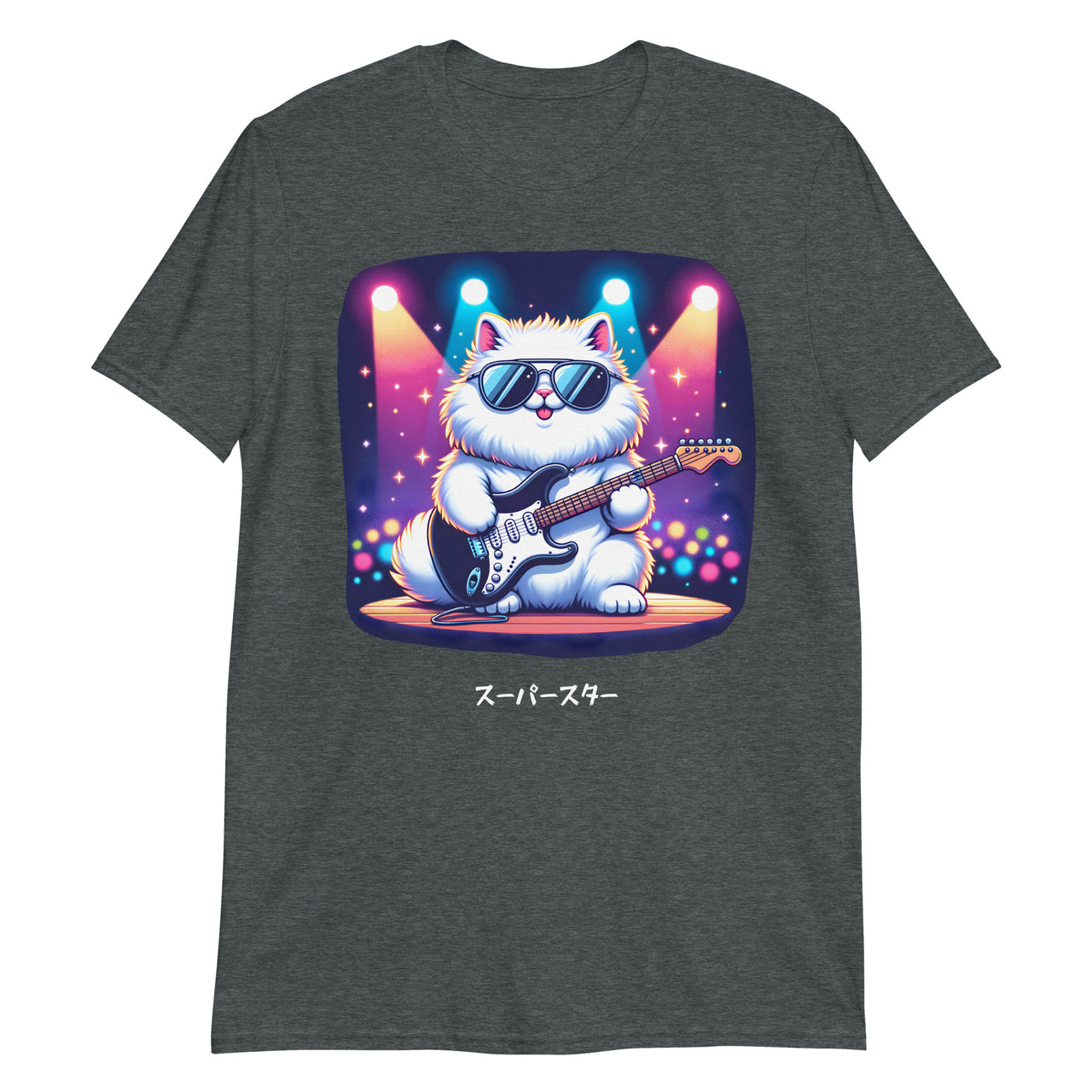 Super Star Japanese Cat Rocker on Stage T-Shirt