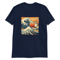 Thumbnail for Meowing Edo Cat Ukiyo-e Surfer T-Shirt