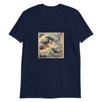 Riding the Wave - Ukiyo-e Cat Art T-Shirt