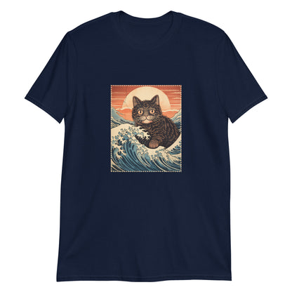Ukiyo-e Cat Rides the Wave T-Shirt