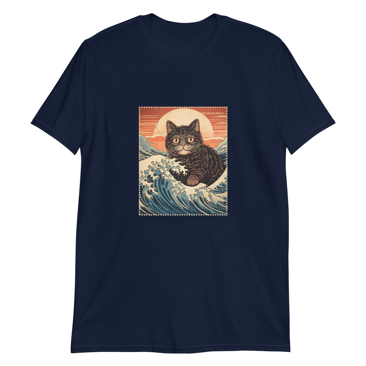 Ukiyo-e Cat Rides the Wave T-Shirt