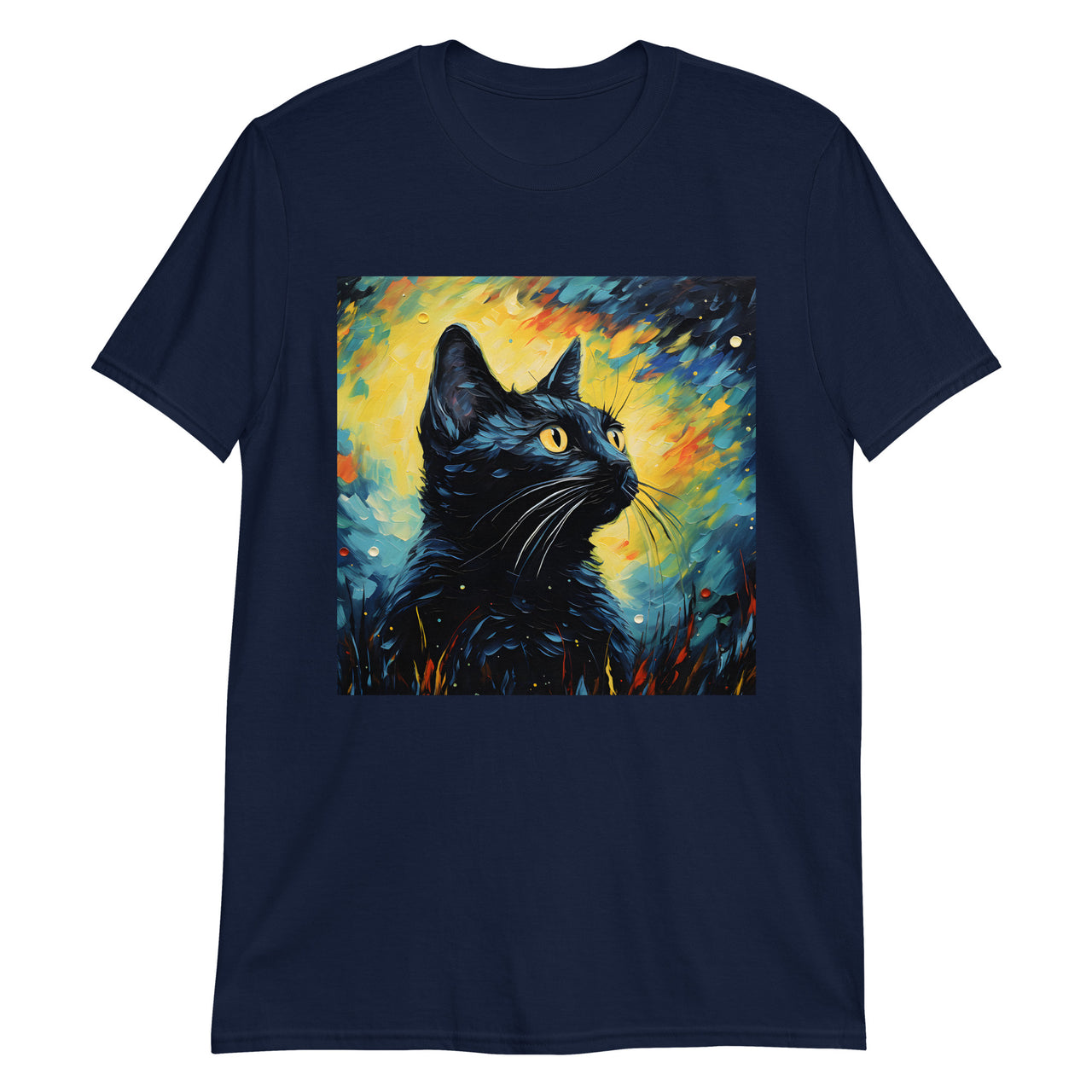 Impressionist Black Cat Night T-Shirt