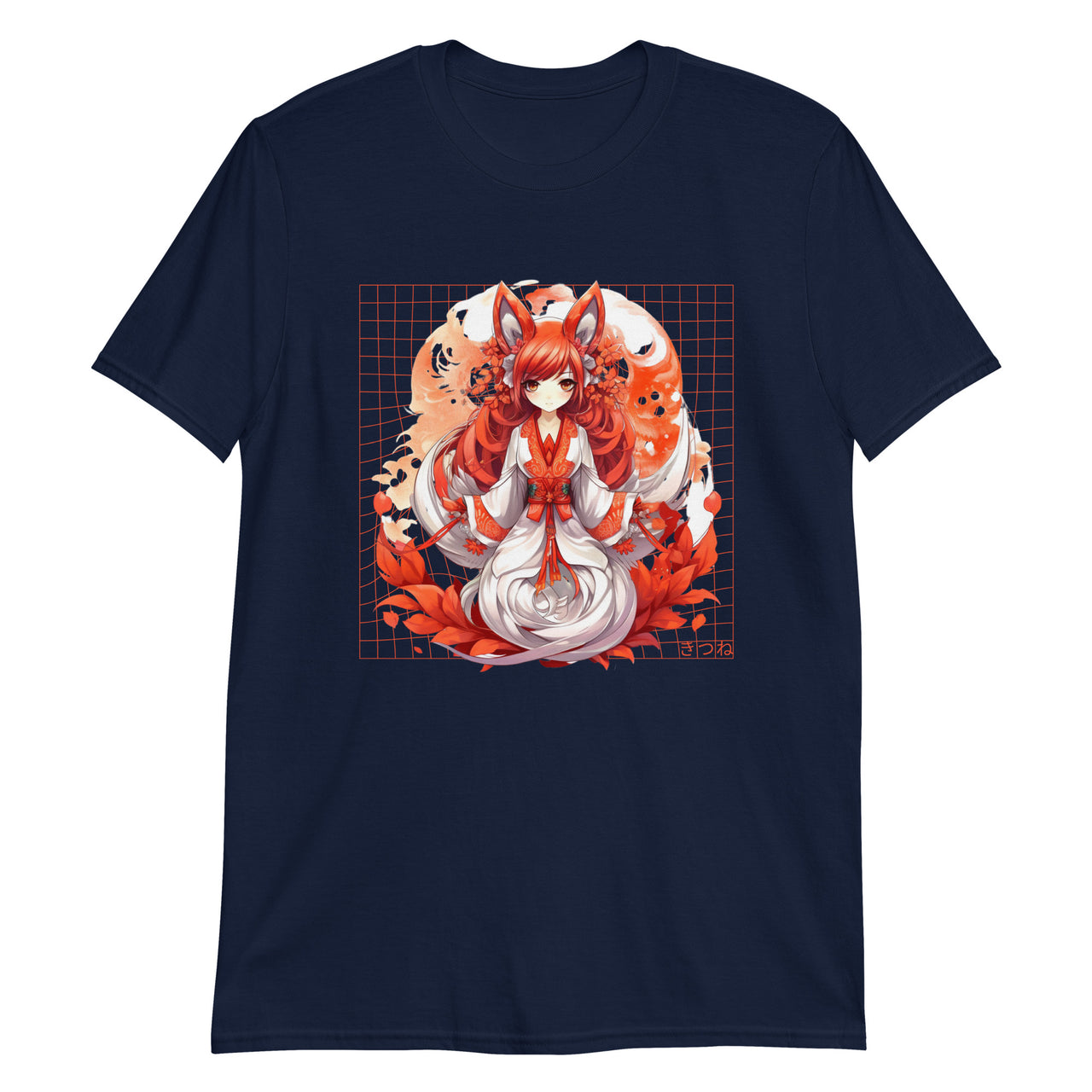 Kitsune Girl Anime: Swirling Leaves T-Shirt