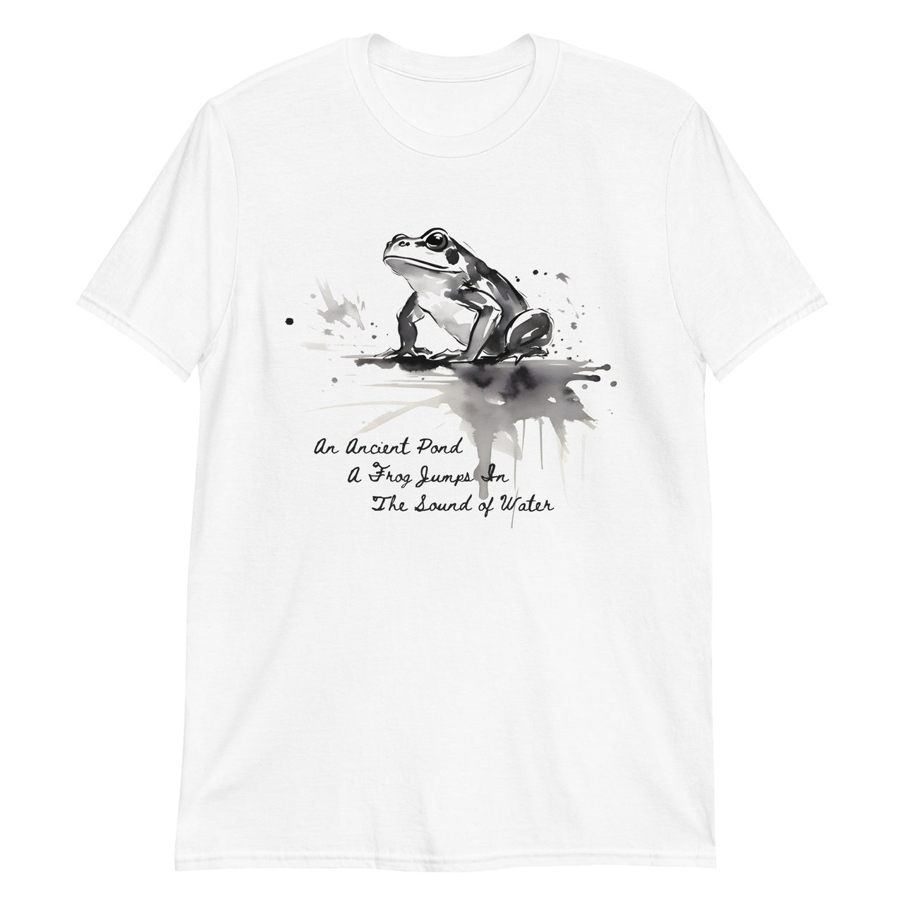 Sumi-e Frog Basho's Poem Sound of Water T-Shirt