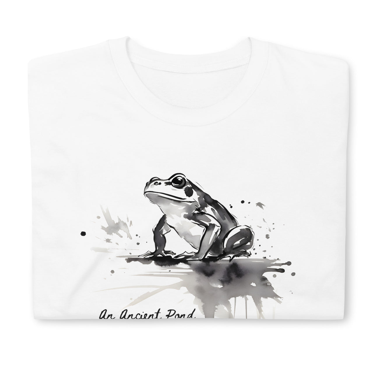 Sumi-e Frog Basho's Poem Sound of Water T-Shirt