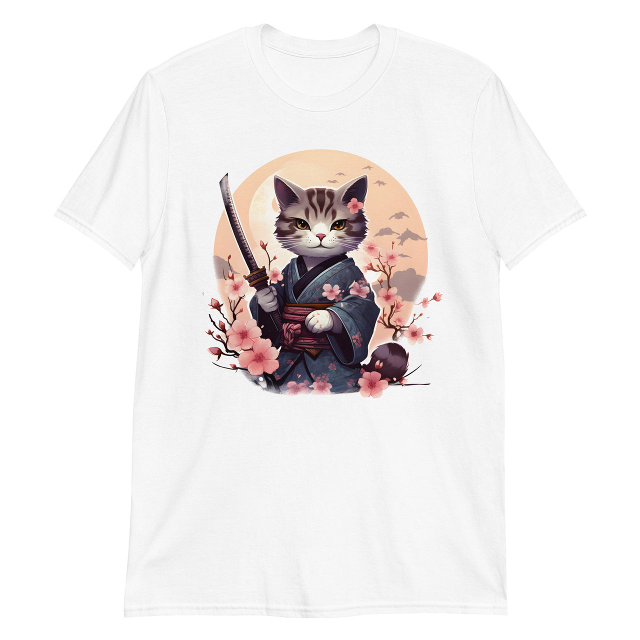 Japanese Anime Samurai Cat in Kimono T-Shirt