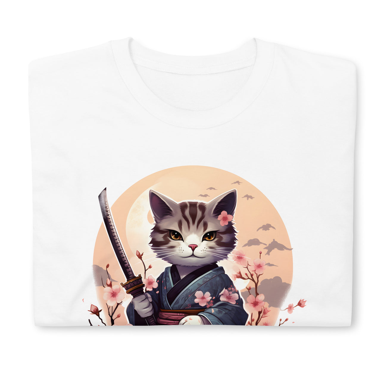 Japanese Anime Samurai Cat in Kimono T-Shirt