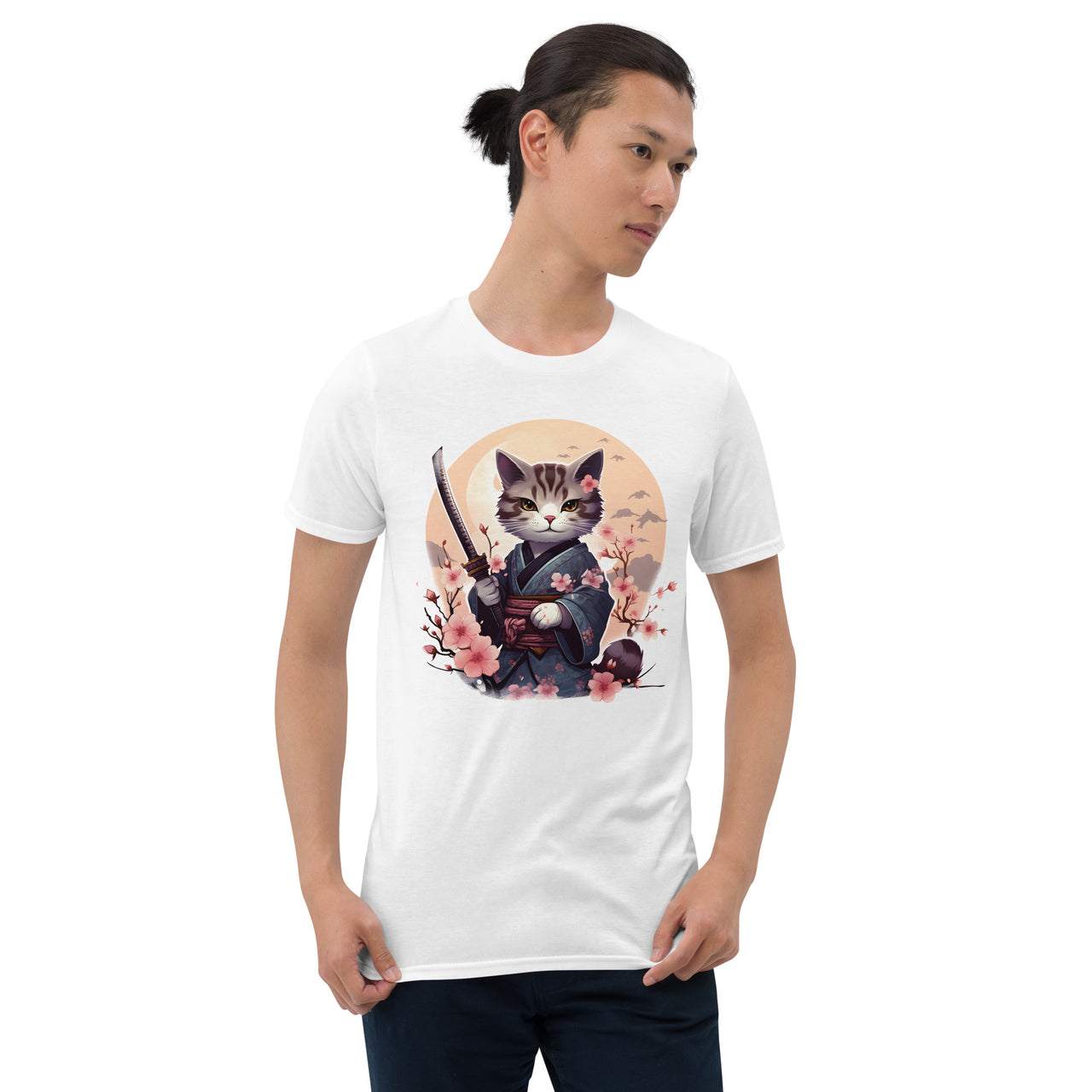 Japanese Anime Samurai Cat in Kimono T-Shirt