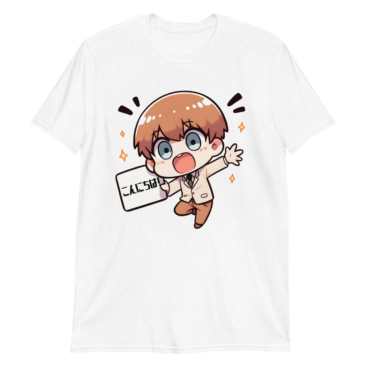 Hello Anime Boy Konnichiwa! in Japanese T-Shirt
