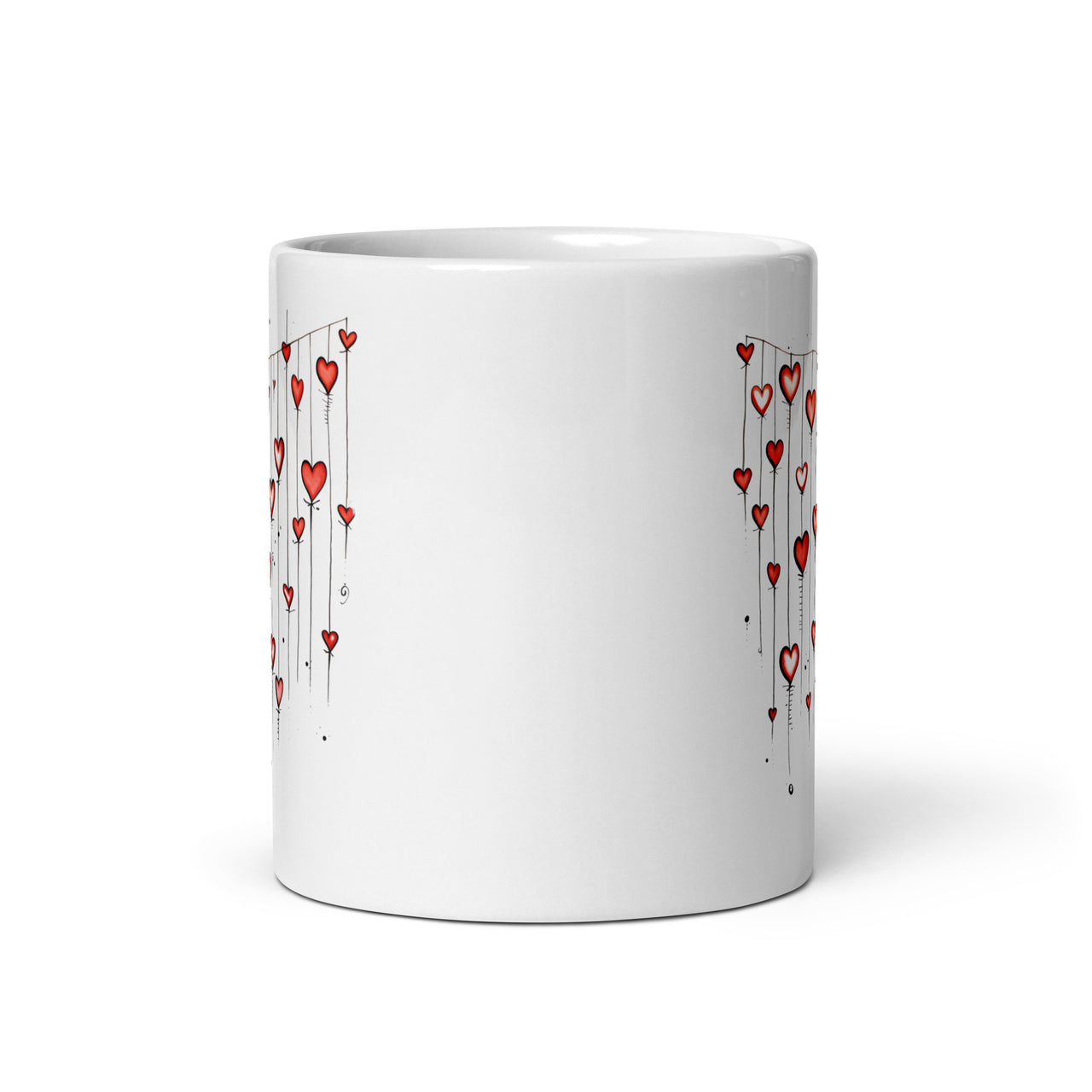 Hearts on a String: Love Airs Out White Mug
