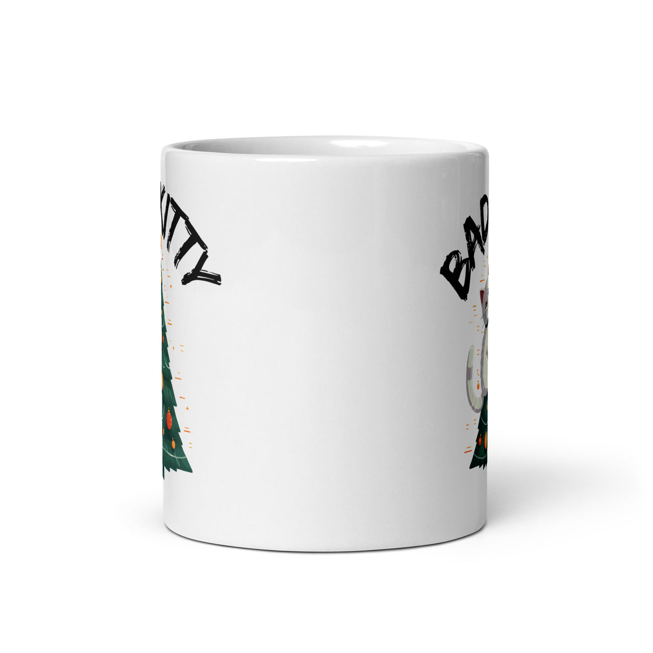 Bad Cat Kitty Christmas Chaos White Mug