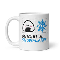 Onigiri and Snowflakes for the Holidays White Mug