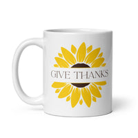 Thumbnail for Sunflower Gratitude: Give Thanks White Mug