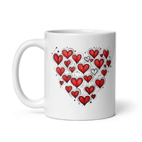 Thumbnail for Love Radiates: Sketched Hearts White Mug