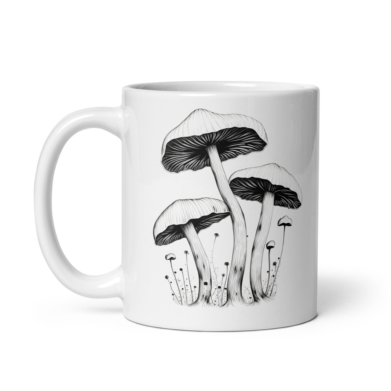 Rustic Mushroom Elegance White Mug