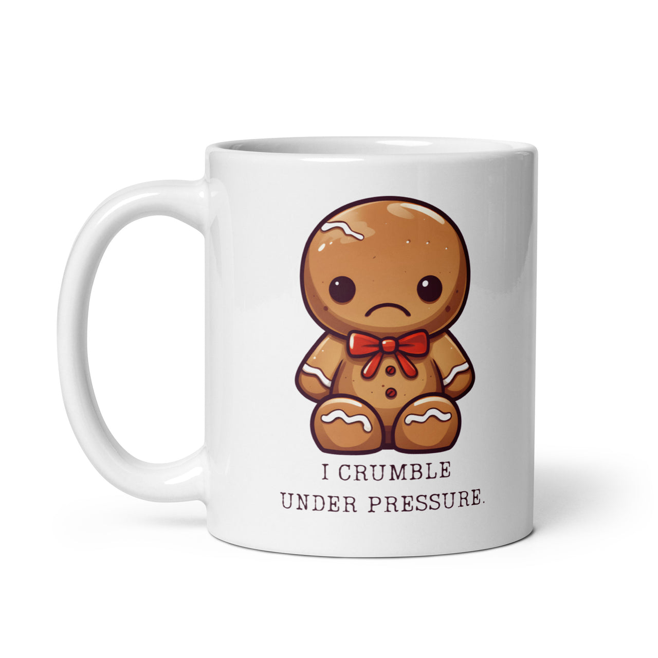Crumble with Pressure: Sad Gingerbread White Mug