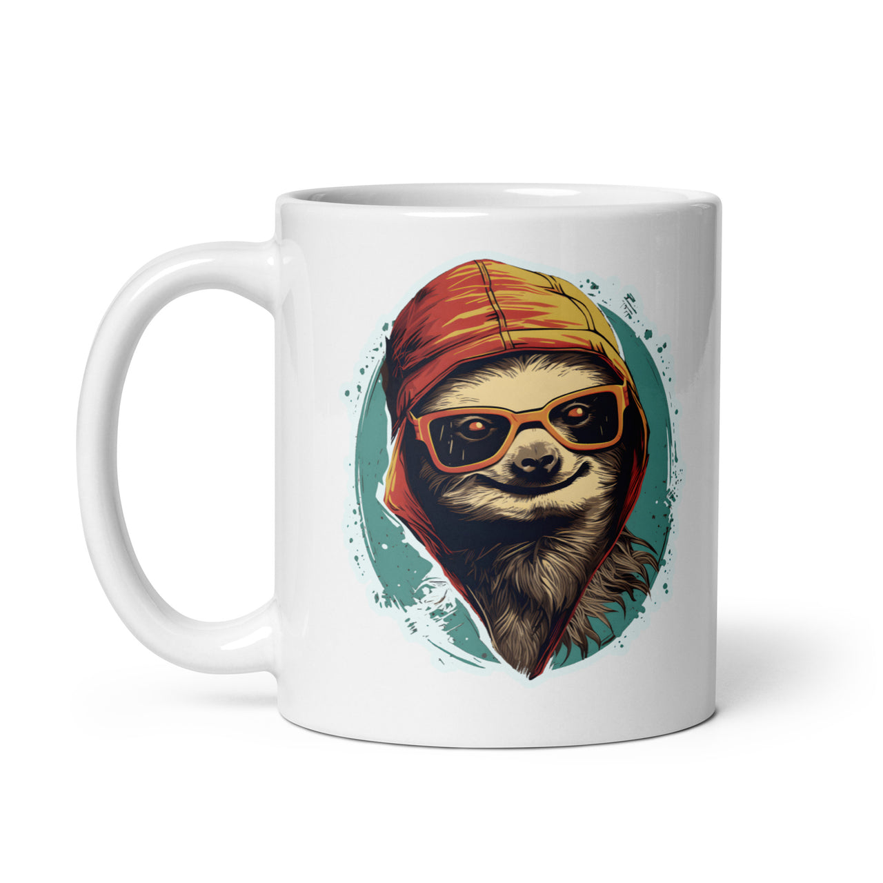 Chill Sloth: Hoodie & Shades Edition White Mug