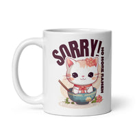 Thumbnail for Sorry, No More Ramen: Anime Cat in Bowl White Mug