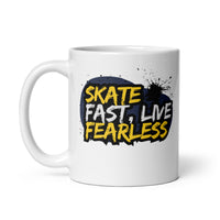 Thumbnail for Skate Fast, Live Fearless: Street Art White Mug