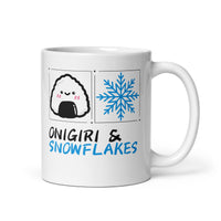 Onigiri and Snowflakes for the Holidays White Mug