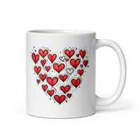 Thumbnail for Love Radiates: Sketched Hearts White Mug