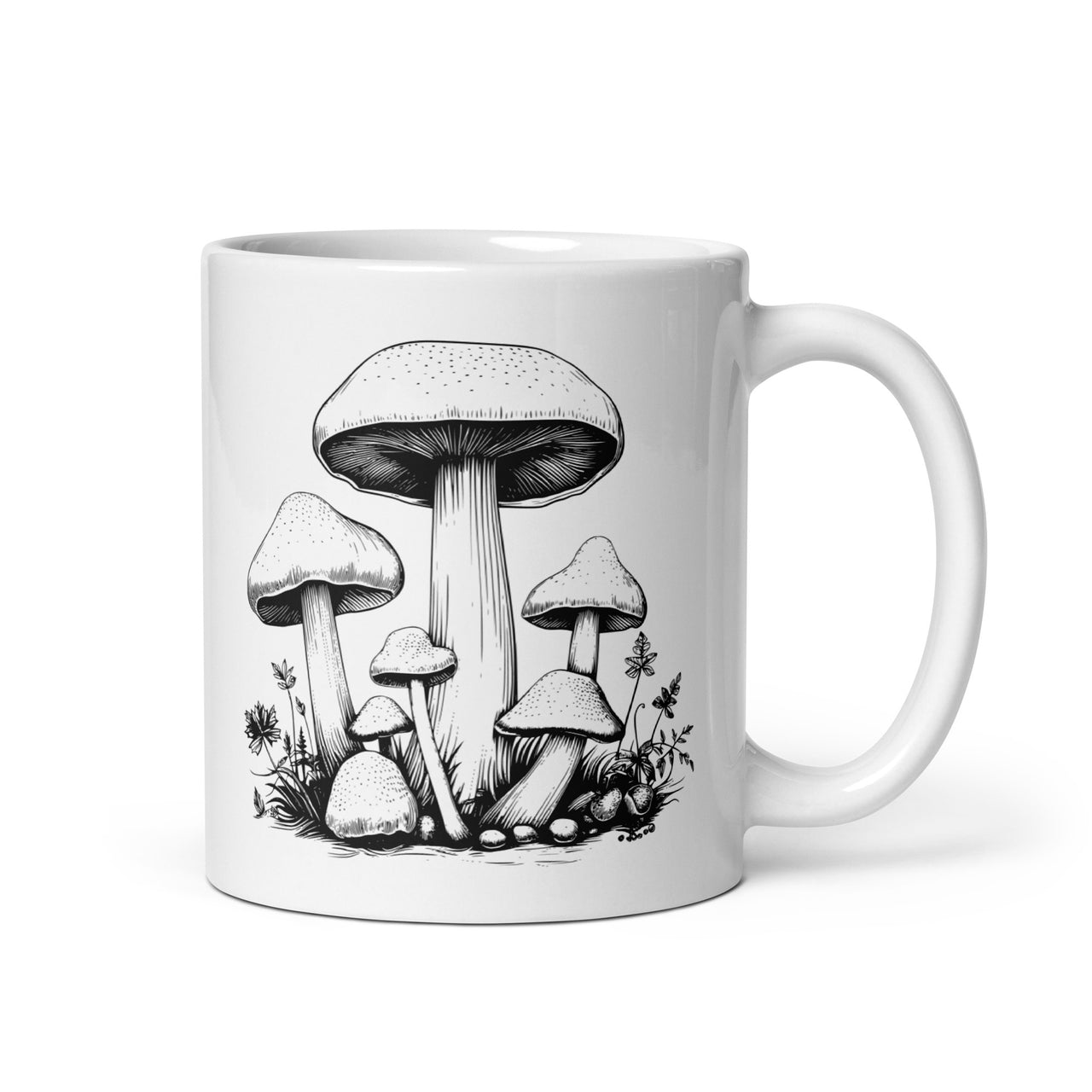 Sophisticated Mushroom Art White Mug