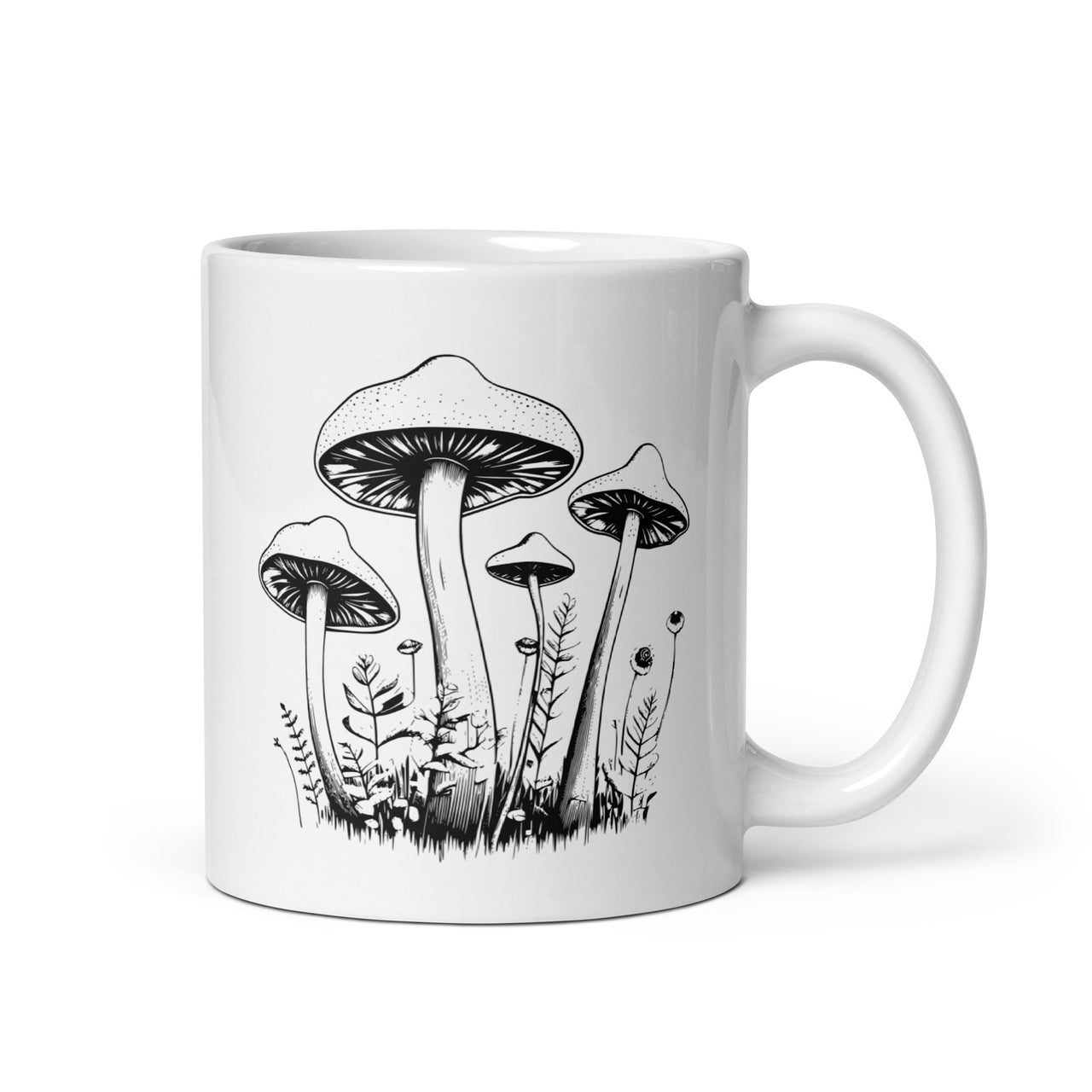 Chic Mushroom Art White Mug