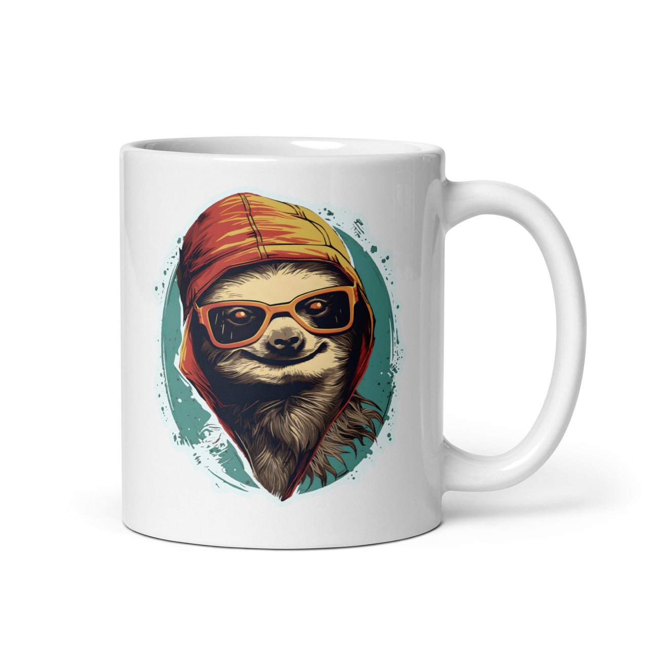 Chill Sloth: Hoodie & Shades Edition White Mug