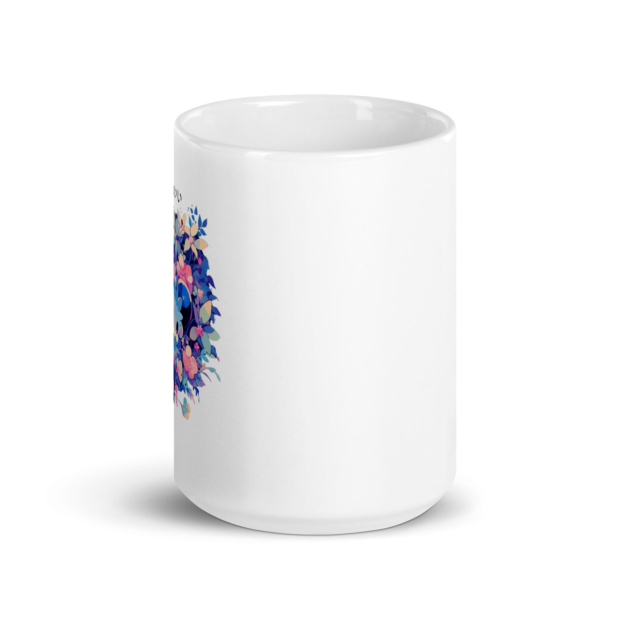 Kawaii Anime Mouse in Colorful Flowers White Mug