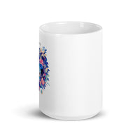 Kawaii Anime Mouse in Colorful Flowers White Mug