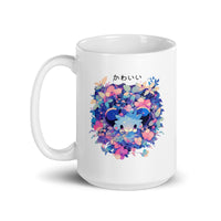 Thumbnail for Kawaii Anime Mouse in Colorful Flowers White Mug