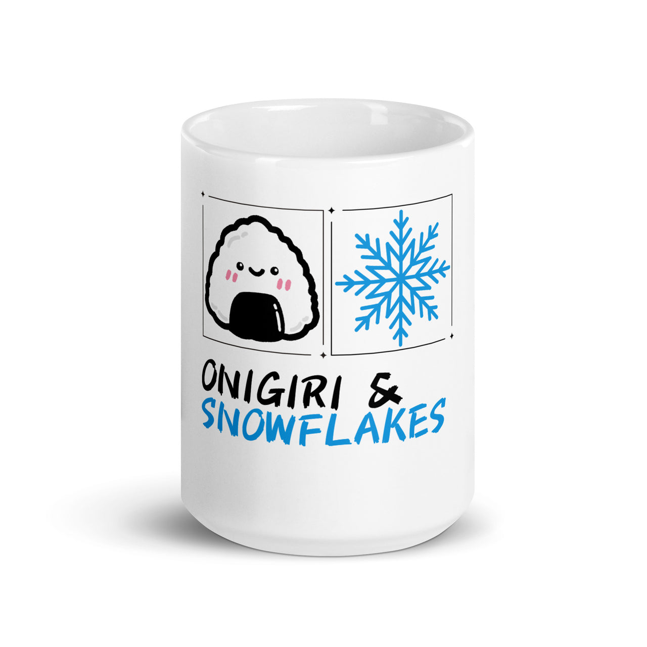 Onigiri and Snowflakes for the Holidays White Mug