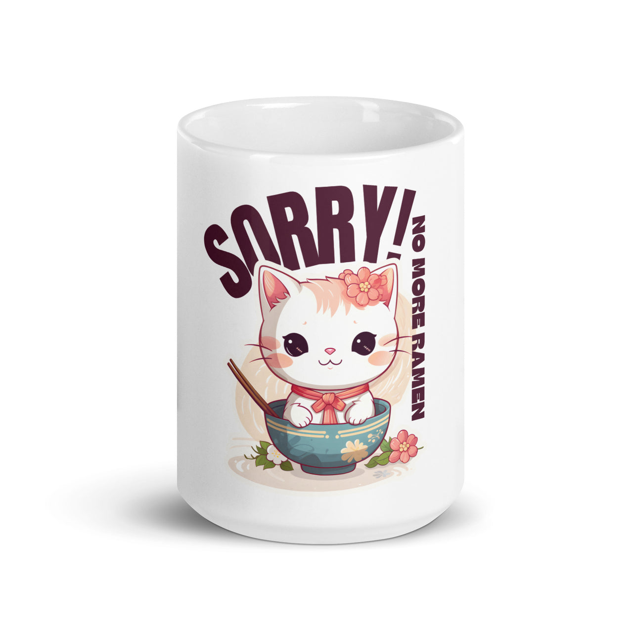 Sorry, No More Ramen: Anime Cat in Bowl White Mug
