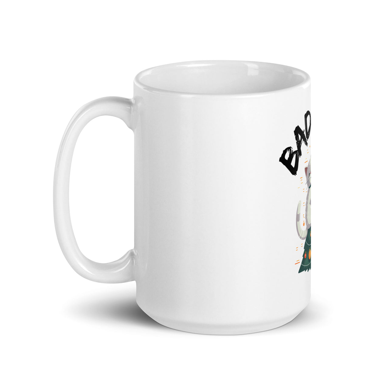 Bad Cat Kitty Christmas Chaos White Mug