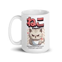 Thumbnail for Neko Coffee: Angry but Kawaii White Mug