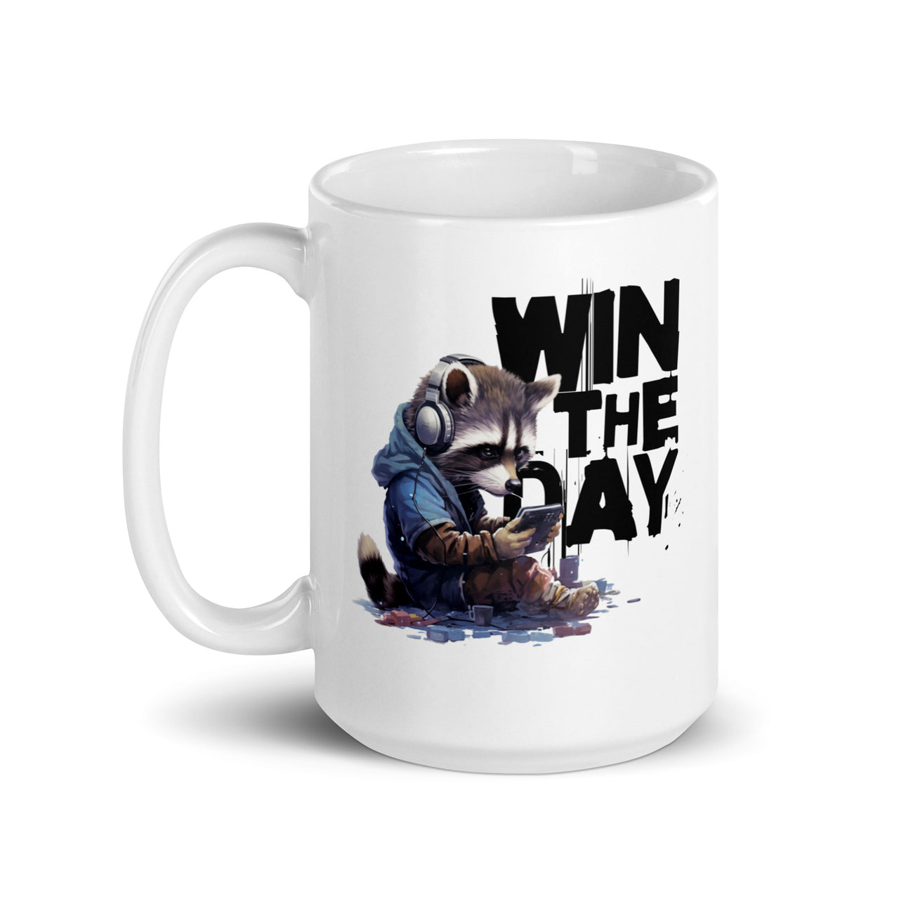 Gaming Raccoon: Win the Day White Mug