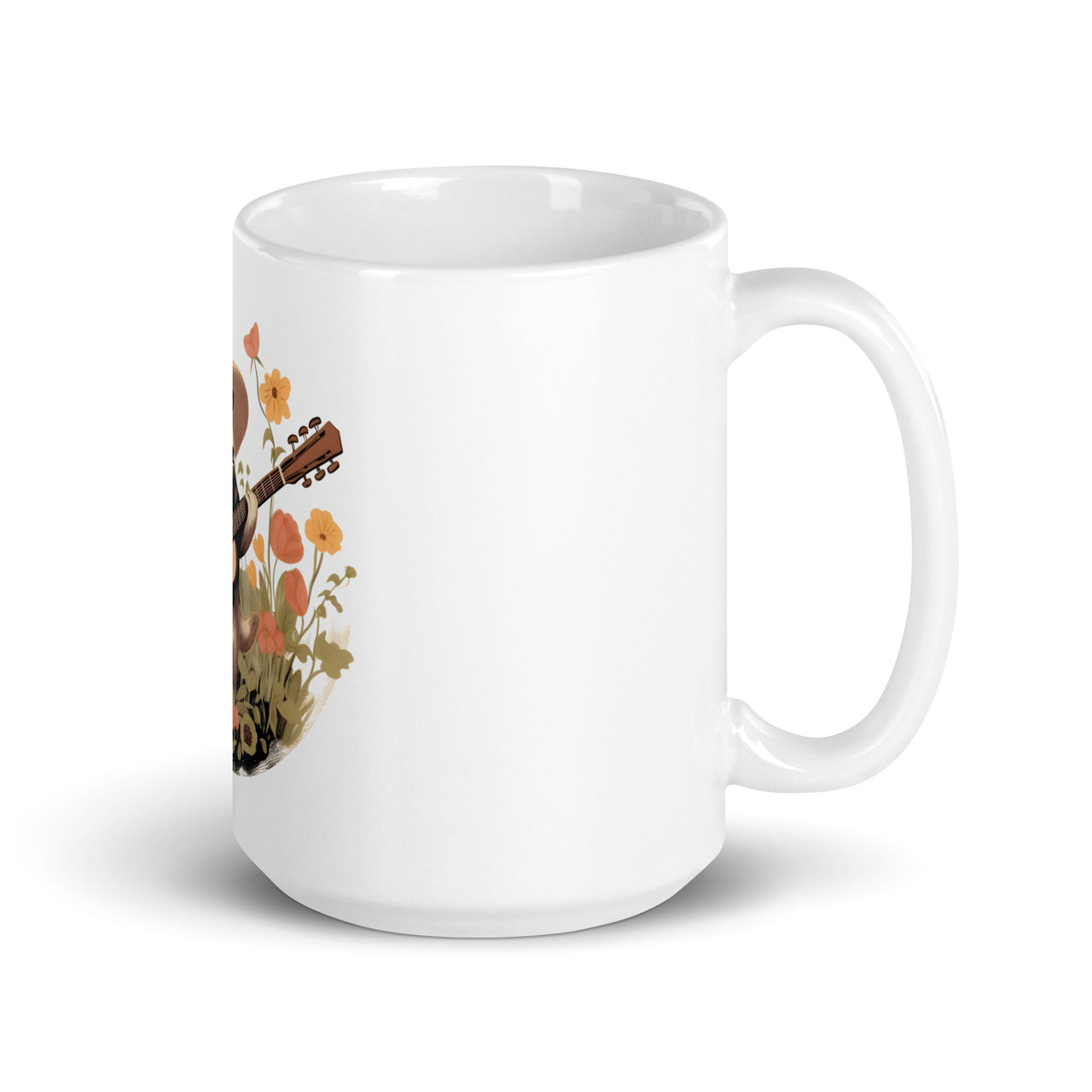 Strumming Bear in Bloom White Mug
