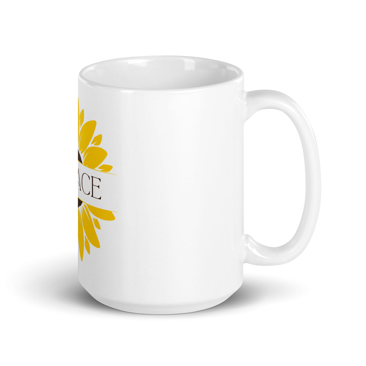Solace Sunflower: A Bloom of Comfort White Mug