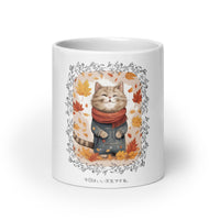 Thumbnail for Nice Weather Cat Enjoying Autumn Leaves White Mug