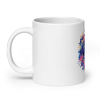 Kawaii Anime Mouse in Colorful Flowers White Mug