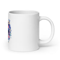 Kawaii Anime Mouse in Colorful Flowers White Mug